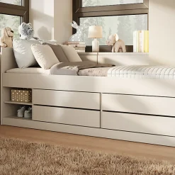 Lit 90x200 sommier matelas et tiroirs inclus Kocot Kids Leon Blanc><noscript><img width=