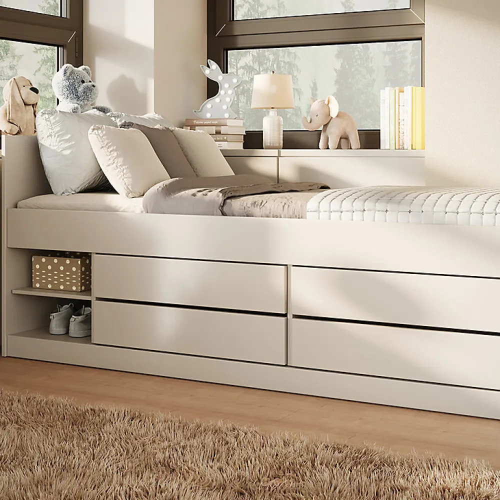 Lit 90x200 sommier matelas et tiroirs inclus Kocot Kids Leon Blanc>Petits-Meubles Hot