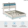 Simple Life lit 140x200cm avec éclairage LED, Lit Coffre avec Sommier à Lattes, Prises, USB et Type-C, Velours* Lit Coffre
