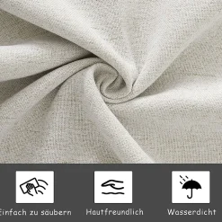 Lit 160x200cm, Espace de Rangement, Sommier à Lattes, Eéclairage LED et tête de lit relevable, Lin, Beige><noscript><img width=