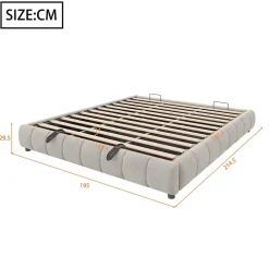 Blackcolors Lit 180x200cm, LED, rangement hydraulique, cadre flottant, beige* Lit Coffre