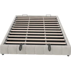 Blackcolors Lit 180x200cm, LED, rangement hydraulique, cadre flottant, beige* Lit Coffre