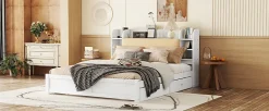 Fortuna lai Lit 180x200cm, tête de lit partiellement inclinable, 4 tiroirs, Blanc*Enfant Lit Enfant