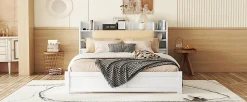 Fortuna lai Lit 180x200cm, tête de lit partiellement inclinable, 4 tiroirs, Blanc*Enfant Lit Enfant