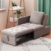 Redom Lit 177x68x65 cm convertible 3-en-1 en tissu lin gris, dossier 5 positions, compact et fonctionnel* Lit Simple