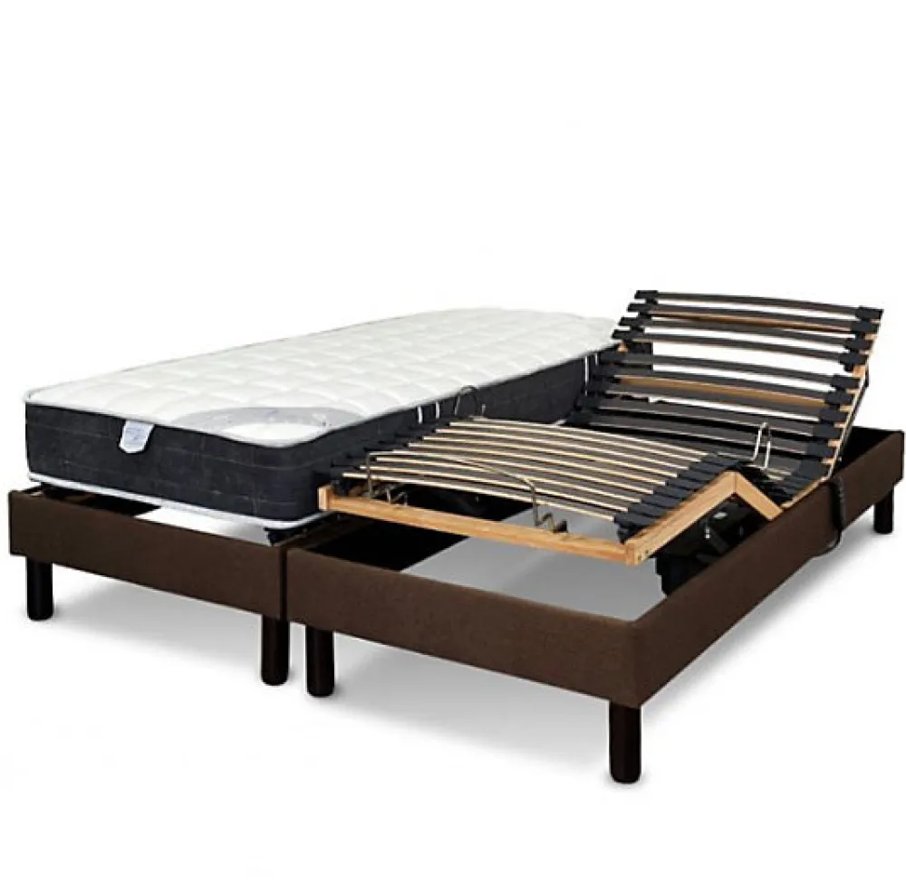 Essenzia Zen Literie électrique Ensemble DETENTE marron - Classic ressorts 2x80x200 Ressorts* Ensemble Sommier Et Matelas