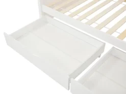 Vente-unique Lits superposés 2 x 90 x 200 cm - 2 tiroirs - Pin et MDF - Blanc + Matelas - LIMODARA* Lit Avec Rangement