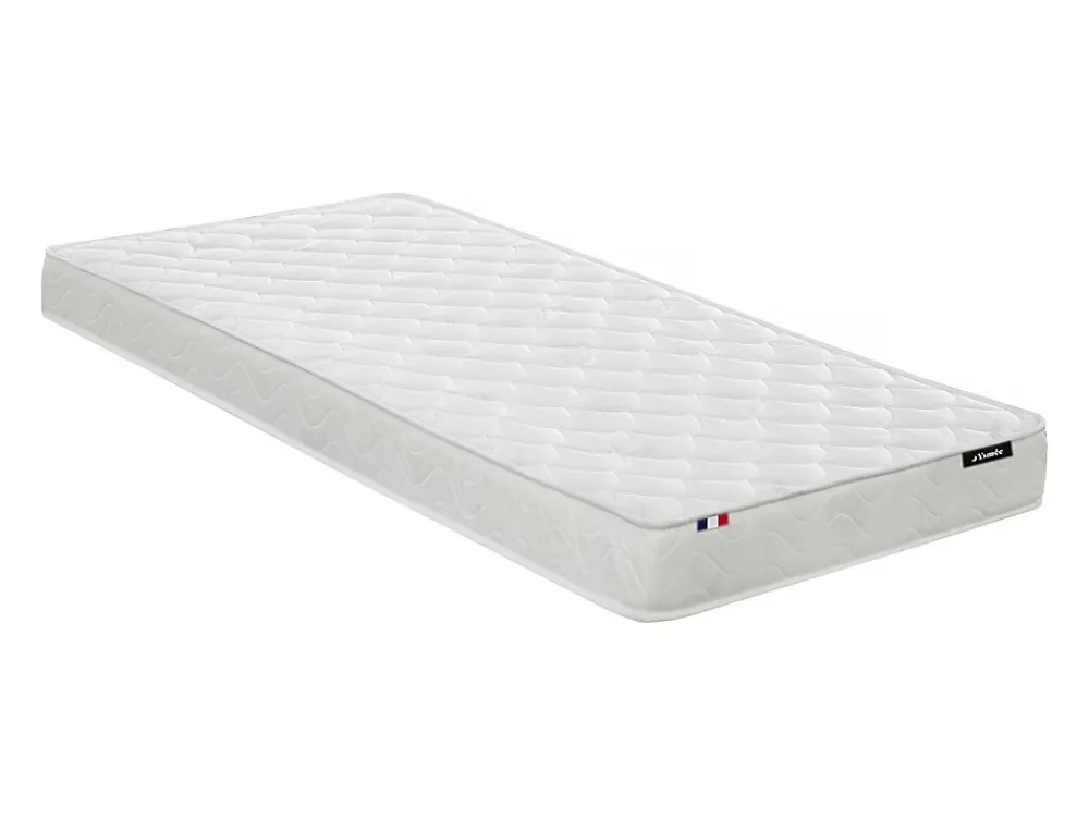 Vente-unique Lits superposés 2 x 90 x 200 cm - 2 tiroirs - Pin et MDF - Blanc + Matelas - LIMODARA* Lit Avec Rangement