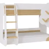 Lits superposés 2 x 90 x 190 cm - Blanc et Naturel - PILATI>Vente-unique Discount