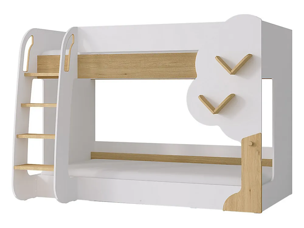 Lits superposés 2 x 90 x 190 cm - Blanc et Naturel - PILATI>Vente-unique Discount