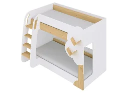 Lits superposés 2 x 90 x 190 cm - Blanc et Naturel - PILATI><noscript><img width=