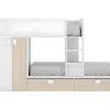 Vente-unique Lits Superposés 2 x 90 x 190 cm - Armoire intégrée - Blanc et naturel - JUANITO*Enfant Lit Enfant