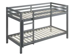 Vente-unique Lits superposés ANICET II - 2 x 90 x 190cm - Pin Massif - Gris + matelas*Enfant Lit Enfant
