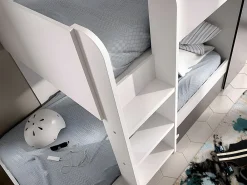 Vente-unique Lits superposés avec tiroir lit gigogne et rangements 3 x 90 x 190 cm - Anthracite et Blanc + matelas - ANTHONY* Lit Avec Rangement