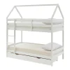 Vente-unique Lits superposés cabane 2 x 90 x 190 cm - 2 tiroirs - Pin - Blanc - CHORI*Enfant Lit Enfant