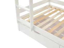 Vente-unique Lits superposés cabane 2 x 90 x 190 cm - 2 tiroirs - Pin - Blanc - CHORI*Enfant Lit Enfant