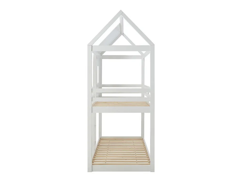 Lits superposés cabane 2 x 90 x 190 cm - Pin et MDF - Blanc + Matelas - LIDOVARA>Vente-unique Online