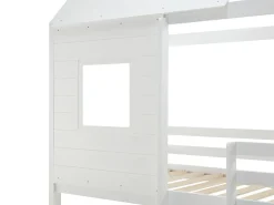 Lits superposés cabane 2 x 90 x 190 cm - Pin et MDF - Blanc + Matelas - LIDOVARA><noscript><img width=