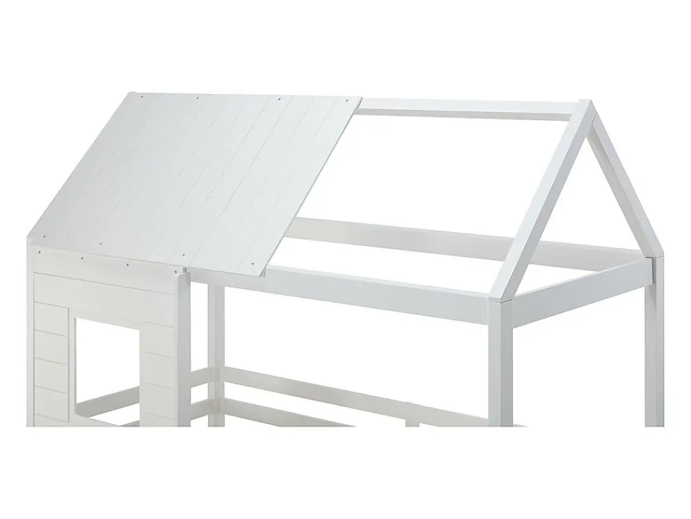 Lits superposés cabane 2 x 90 x 190 cm - Pin et MDF - Blanc + Matelas - LIDOVARA>Vente-unique Online