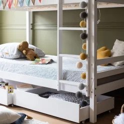 Happy Garden Lits superposés pour enfants 190x90cm blanc avec tiroirs AMBRE -*Enfant Lit Enfant