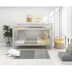 Lits superposés séparables enfant - 2x90x200 cm - Pin massif gris clair - Sommier inclus - ANDO><noscript><img width=