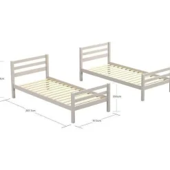 Lits superposés séparables enfant - 2x90x200 cm - Pin massif gris clair - Sommier inclus - ANDO><noscript><img width=
