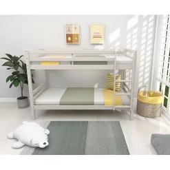 Lits superposés séparables enfant - 2x90x200 cm - Pin massif gris clair - Sommier inclus - ANDO><noscript><img width=