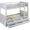 Vente-unique Lits superposés séparables ANCHISE II - 2 x 90 x 190 cm - Avec rangements - Pin blanc*Enfant Lit Enfant