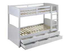Vente-unique Lits superposés séparables ANCHISE II - 2 x 90 x 190 cm - Avec rangements - Pin blanc*Enfant Lit Enfant