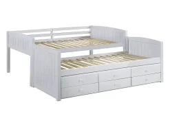 Vente-unique Lits superposés séparables ANCHISE II - 2 x 90 x 190 cm - Avec rangements - Pin blanc*Enfant Lit Enfant