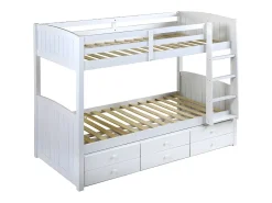 Vente-unique Lits superposés séparables ANCHISE II - 2 x 90 x 190 cm - Avec rangements - Pin blanc*Enfant Lit Enfant