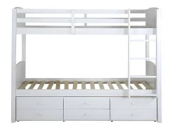 Vente-unique Lits superposés séparables ANCHISE II - 2 x 90 x 190 cm - Avec rangements - Pin blanc*Enfant Lit Enfant