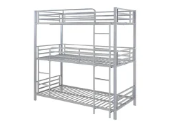 Lits superposés triple 3 x 90 x 190 cm - Métal - Argent - ELOUAN III>Vente-unique Clearance