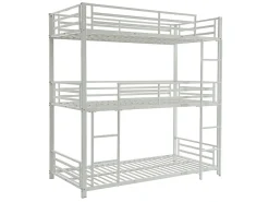 Lits superposés triple 3 x 90 x 190 cm - Métal - Blanc + Matelas - ELOUAN III>Vente-unique New
