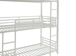 Lits superposés triple 3 x 90 x 190 cm - Métal - Blanc + Matelas - ELOUAN III><noscript><img width=