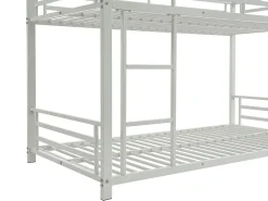 Lits superposés triple 3 x 90 x 190 cm - Métal - Blanc + Matelas - ELOUAN III><noscript><img width=