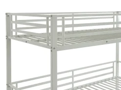 Lits superposés triple 3 x 90 x 190 cm - Métal - Blanc + Matelas - ELOUAN III><noscript><img width=