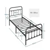 Nature Pro Lot 2 Cadres de Lit Simple 90x200cm Métal Noir + Sommiers à Lattes Design Moderne Chambre* Sommier