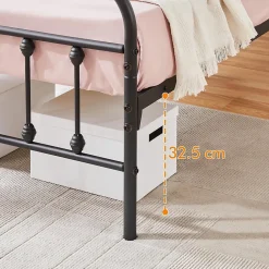 Nature Pro Lot 2 Cadres de Lit Simple 90x200cm Métal Noir + Sommiers à Lattes Design Moderne Chambre* Sommier