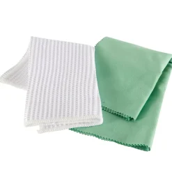 GoodHome Lot 2 chiffons de nettoyage pour vitres microfibre blanc L.32 x l.32cm* Chiffon