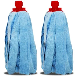 Lot 2 mop, serpillère à frange pour balai, recharge vadrouille, tête de rechange, de balai en microfibre super absorbante- H 30 cm>Juanio Online