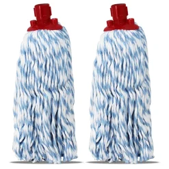 Juanio Lot 2 Mop serpillère à frange pour balai, recharge vadrouille, tête de rechange de balai en microfibre super absorbante - H 30 cm* Serpillère