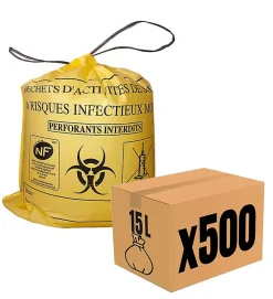Lot 500 Sacs DASRI Jaune pour déchets à risques infectieux 15L 20L 100L Litres Taille - 15L-DASRI>Pro Et Discount Discount