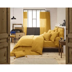 Meubletmoi Lot 2 taies d'oreillers 60x60 cm double gaze de coton jaune - PEPA 1* Taie D'Oreiller