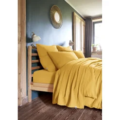 Meubletmoi Lot 2 taies d'oreillers 60x60 cm double gaze de coton jaune - PEPA 1* Taie D'Oreiller