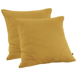 Meubletmoi Lot 2 taies d'oreillers 60x60 cm double gaze de coton jaune - PEPA 1* Taie D'Oreiller