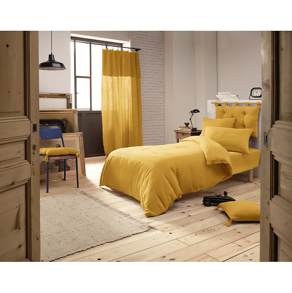 Meubletmoi Lot 2 taies d'oreillers 60x60 cm double gaze de coton jaune - PEPA 1* Taie D'Oreiller