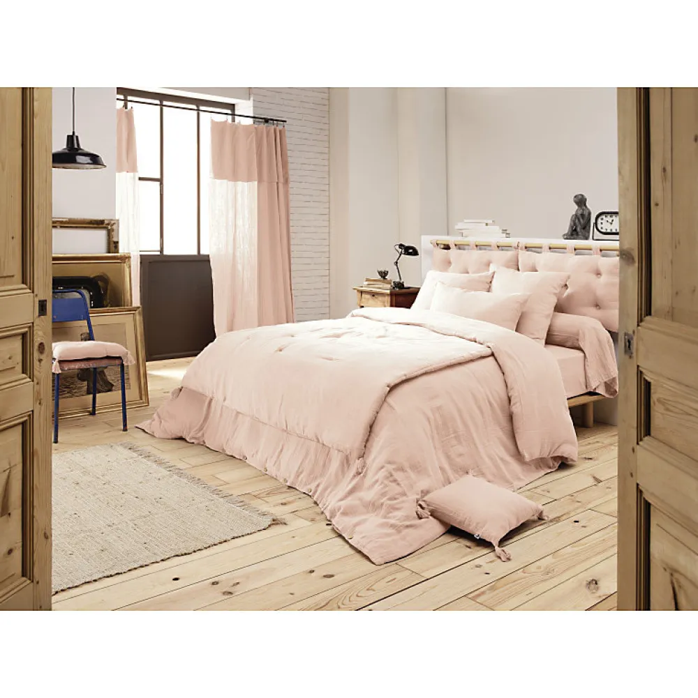 Meubletmoi Lot 2 taies d'oreillers 60x60 cm double gaze de coton rose - PEPA 1* Taie D'Oreiller