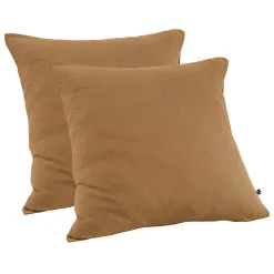 Meubletmoi Lot 2 taies d'oreillers 60x60 cm double gaze de coton camel - PEPA 1* Taie D'Oreiller