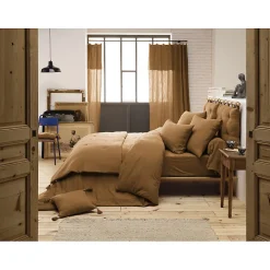 Meubletmoi Lot 2 taies d'oreillers 50x70 cm double gaze de coton camel - PEPA 2* Taie D'Oreiller